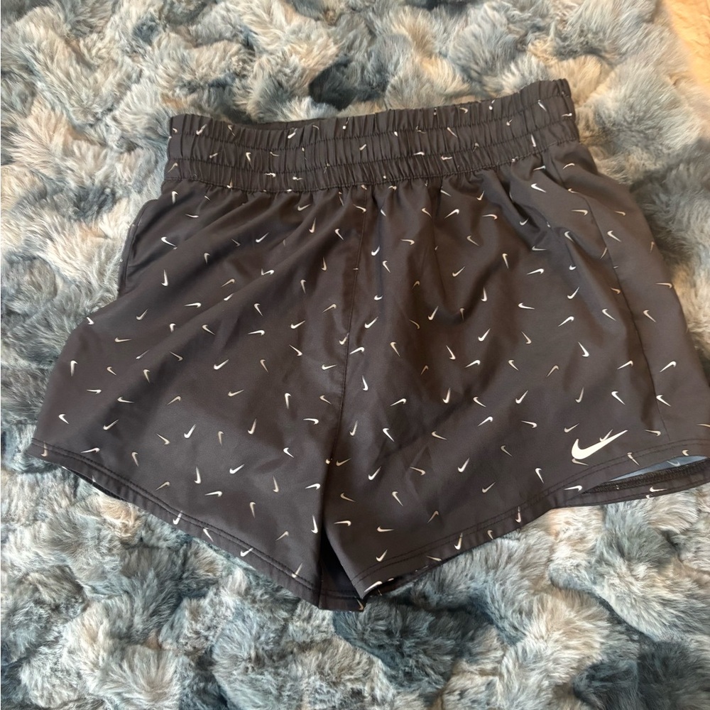 Nike Black and White Athletic Shorts with Elastic Waistband